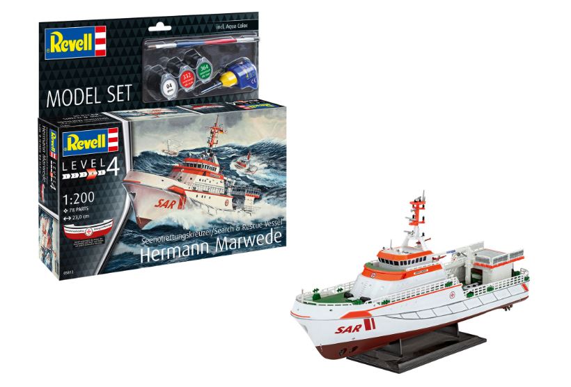 KIT DA MONTARE SCALA COMPATIBILE CON MODEL SET SEARCH & RESCUE VESSEL HERMANN MARVEDE KIT 1:200 REVELL RV65812