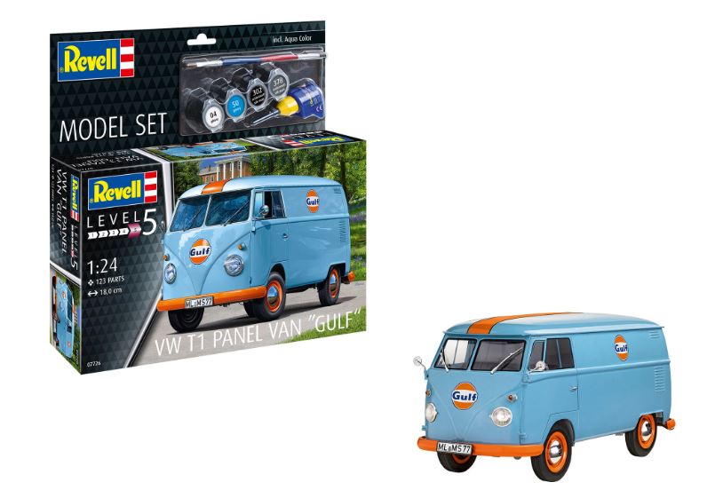 KIT DA MONTARE SCALA COMPATIBILE CON MODEL SET VW T1 PANEL VAN "GULF" KIT 1:24 REVELL RV67726