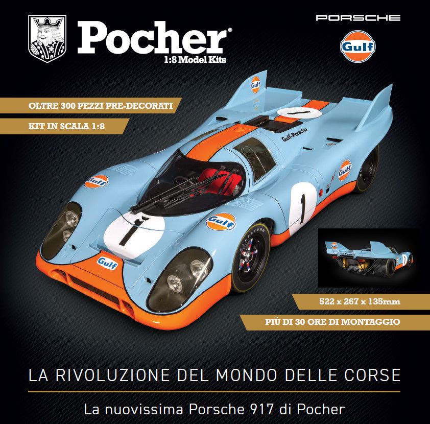 MODELLINO IN SCALA Pocher COMPATIBILE CON PORSCHE 917K N.1 RACING GULF EDITION 1971 KIT 1:8 MODEL SCALE HK118 241217