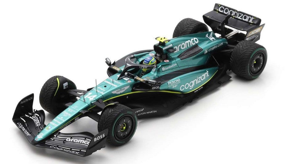 MODELLINO IN SCALA Spark Model COMPATIBILE CON ASTON MARTIN AMR23 N.14 2nd MONACO GP 2023 FERNANDO ALONSO 1:18 MODEL SCALE 18S900 241217