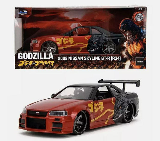 MODELLINO IN SCALA Jada Toys COMPATIBILE CON NISSAN SKYLINE GTR 2002 "GODZILLA" JAPANESE GRAPHICS 1:24 MODEL SCALE JADA253253024 241217