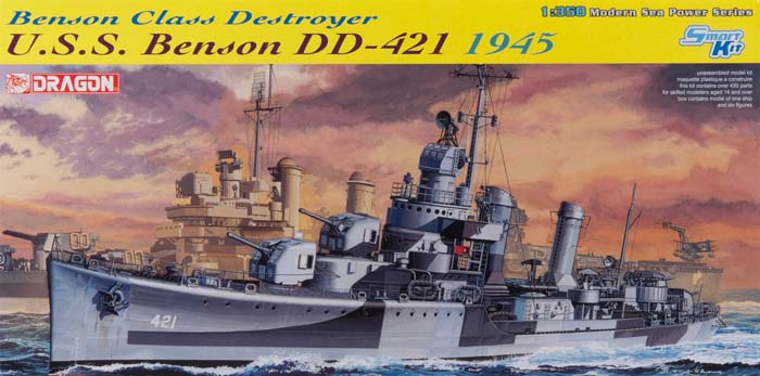 MODELLINO IN SCALA Dragon COMPATIBILE CON U.S.S. NAVE BENSON DD-421 BENSON CLASS DESTROYER 1945 KIT 1:350 MODEL SCALE D1032 241217