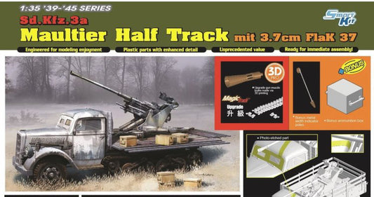 MODELLINO IN SCALA Dragon COMPATIBILE CON Sd.Kfz.3 MAULTIER W/3/7 cm FLAK 37 KIT 1:35 MODEL SCALE D6788 241217