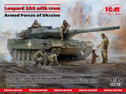 MODELLINO IN SCALA ICM COMPATIBILE CON LEOPARD 2A6 OF THE ARMED FORCES OF UKRAINE W/CREW KIT 1:35 MODEL SCALE ICM35013 241217