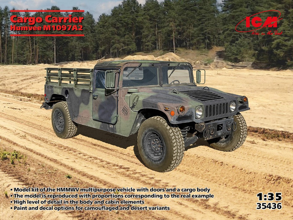 MODELLINO IN SCALA ICM COMPATIBILE CON HUMVEE M1097A2 CARGO CARRIER KIT 1:35 MODEL SCALE ICM35436 241217