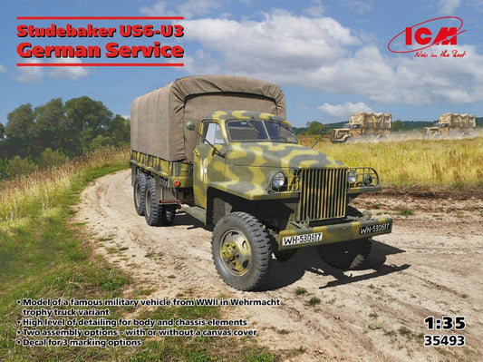 MODELLINO IN SCALA ICM COMPATIBILE CON STUDEBAKER US6-U3 IN GERMAN SERVICE KIT 1:35 MODEL SCALE ICM35493 241217