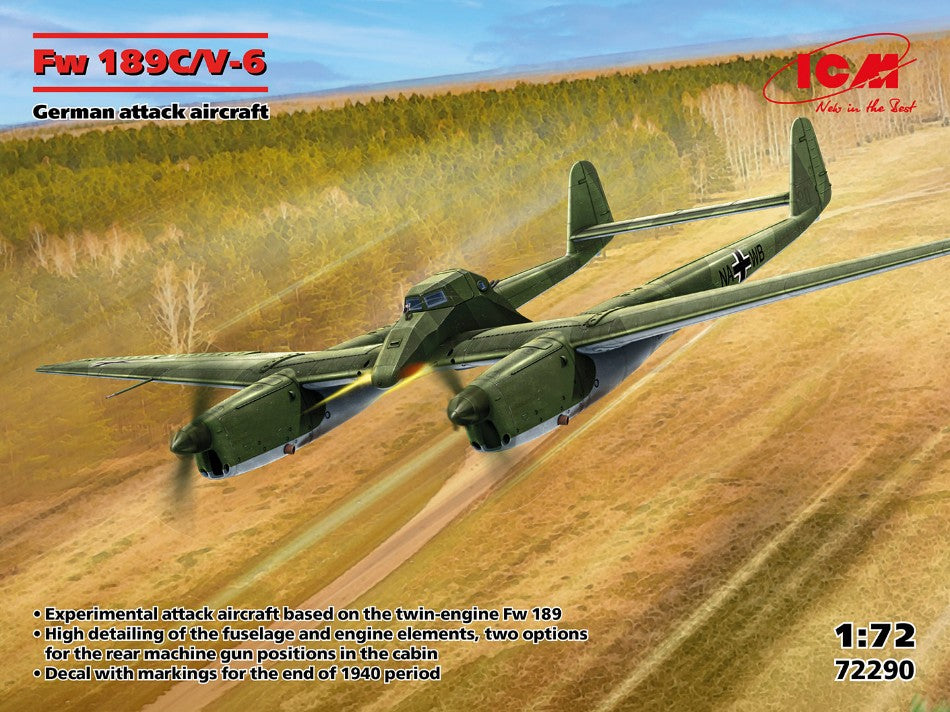 MODELLINO IN SCALA ICM COMPATIBILE CON FW 189C/V-6 GERMAN ATTACK AIRCRAFT KIT 1:72 MODEL SCALE ICM72290 241217