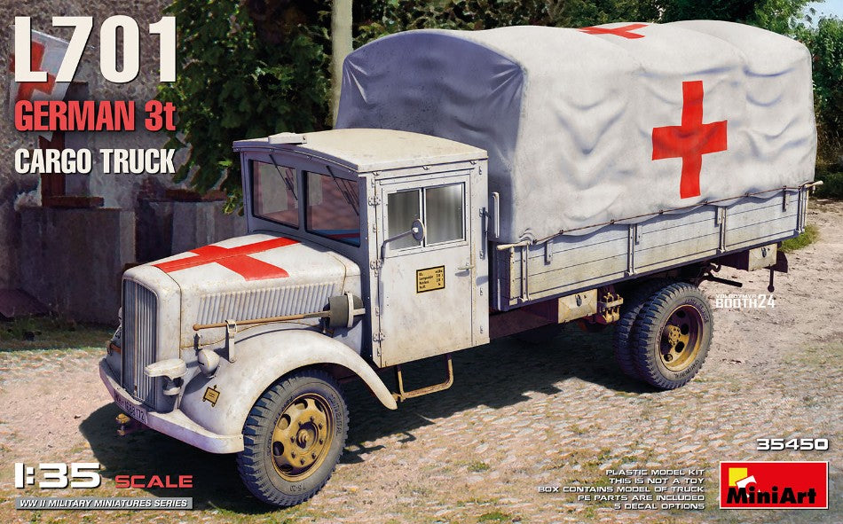 MODELLINO IN SCALA Miniart COMPATIBILE CON L701 GERMAN 3t CARGO TRUCK RED CROSS KIT 1:35 MODEL SCALE MIN35450 241217