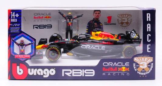 MODELLINO IN SCALA Burago COMPATIBILE CON RED BULL RB19 N.1 MAX VERSTAPPEN 2023 WORLD CHAMPION 1:24 MODEL SCALE BU28036V 241217