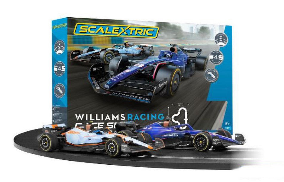 MODELLINO IN SCALA Scalextric COMPATIBILE CON PISTA WILLIAMS RACING SET 191x132 cm - TRACK LENGTH cm 484 1:32 MODEL SCALE C1450P 241217