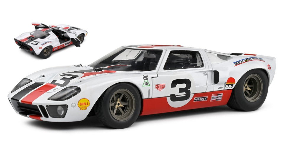 MODELLINO IN SCALA Solido COMPATIBILE CON FORD GT40 MKI N.3 ERIC DEAN DESIGN 2015 WHITE/RED 1:18 MODEL SCALE SL1803010 241217