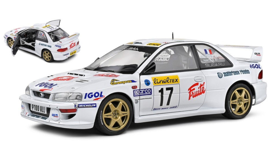 MODELLINO IN SCALA Solido COMPATIBILE CON SUBARU IMPREZA WRC 22B N.17 RALLY MONTECARLO 1999 PANIZZI-PANIZZI 1:18 MODEL SCALE SL1807407 241217