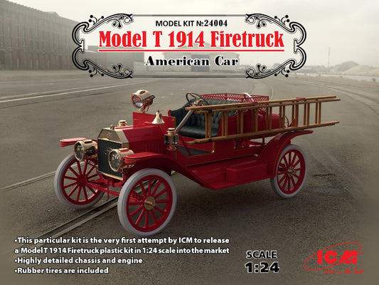 MODELLINO IN SCALA ICM COMPATIBILE CON MODEL T 1914 FIRETRUCK AMERICAN CAR KIT 1:24 MODEL SCALE ICM24004 241217