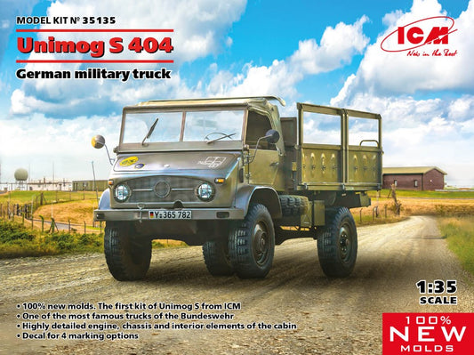 MODELLINO IN SCALA ICM COMPATIBILE CON UNIMOG S 404 GERMAN MILITARY TRUCK KIT 1:35 MODEL SCALE ICM35135 241217