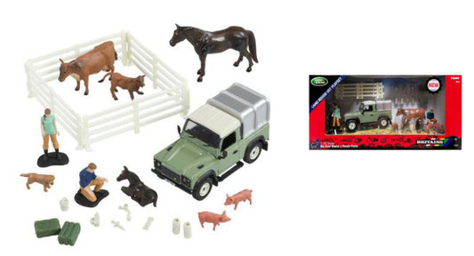 MODELLINO IN SCALA Britains COMPATIBILE CON LAND ROVER FARM SET 1:32 MODEL SCALE LC43385 241217