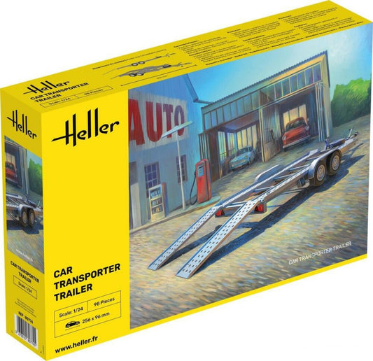 MODELLINO IN SCALA Heller COMPATIBILE CON CAR TRANSPORTER TRAILER KIT 1:24 MODEL SCALE HL80774 241217