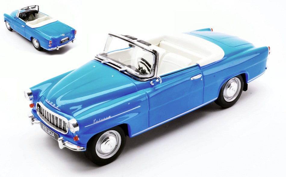 MODELLINO IN SCALA Whitebox COMPATIBILE CON SKODA FELICIA CABRIO 1959 LIGHT BLUE 1:24 MODEL SCALE WB124228 241217