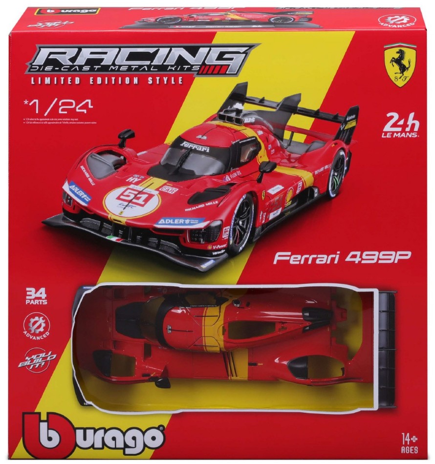 MODELLINO IN SCALA Burago COMPATIBILE CON FERRARI 499P N.51 1st 24 H LM 2023 CALADO-GIOVINAZZI-P.GUIDI KIT 1:24 MODEL SCALE BU26583 241220