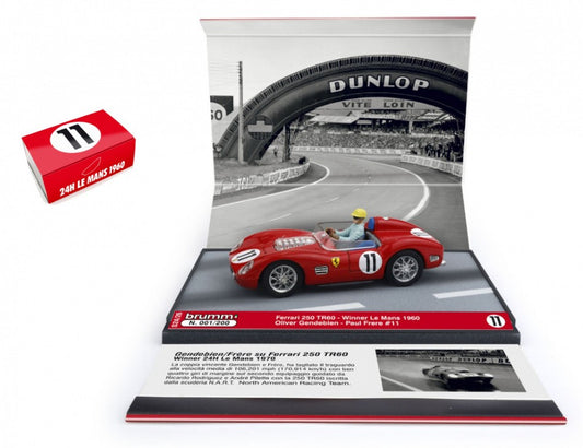 MODELLINO IN SCALA Brumm COMPATIBILE CON FERRARI 250 TR60 N.11 1st 24 H LE MANS 1960 GENDEBIEN-FRERE 1:43 LIM.200 MODEL SCALE BMS2426 241217