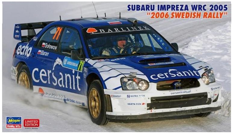 MODELLINO IN SCALA Hasegawa COMPATIBILE CON SUBARU IMPREZA WRC 2005, 2006 SWEDEN RALLY KIT 1:24 MODEL SCALE HA20707 241217