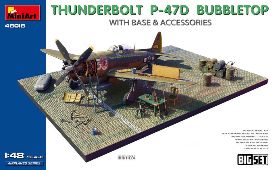 MODELLINO IN SCALA Miniart COMPATIBILE CON THUNDERBOLT P-47D BUBBLETOP W/BASE & ACCESSORIES BIG SET KIT 1:48 MODEL SCALE MIN48018 241217