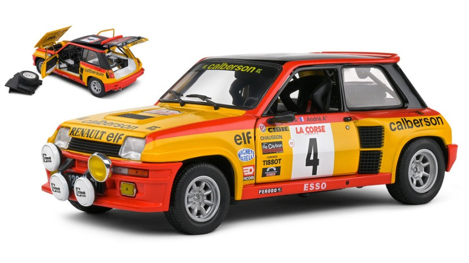 MODELLINO IN SCALA Solido COMPATIBILE CON RENAULT R5 TURBO N.4 TOUR DE CORSE 1980 W/LIGHTS RAGNOTTI-ANDRIE 1:18 MODEL SCALE SL1801314 241217