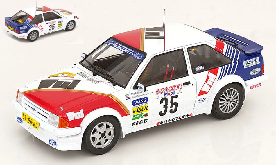 MODELLINO IN SCALA ModelCarGroup COMPATIBILE CON FORD ESCORT MK III RS TURBO N.35 HUNSR.RALLY 1985 ANDER.-SCHOONEN.1:18 MODEL SCALE MCG18422 241217