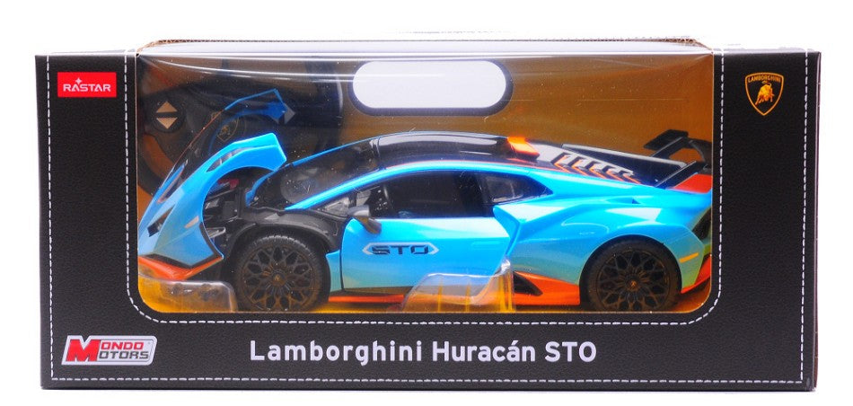 MODELLINO IN SCALA Mondo Motors COMPATIBILE CON LAMBORGHINI HURACAN STO RADIOCOMANDO LIGHT BLUE 1:14 MODEL SCALE MM63707 241220