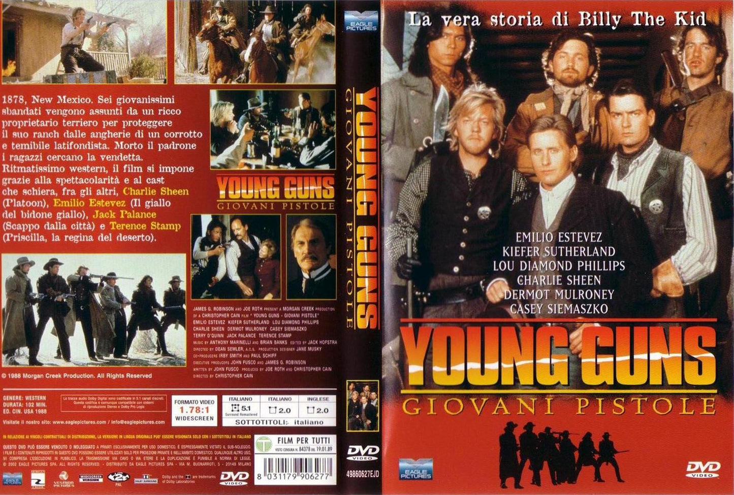 Young Guns Giovani Pistole Film DVD Originale Video