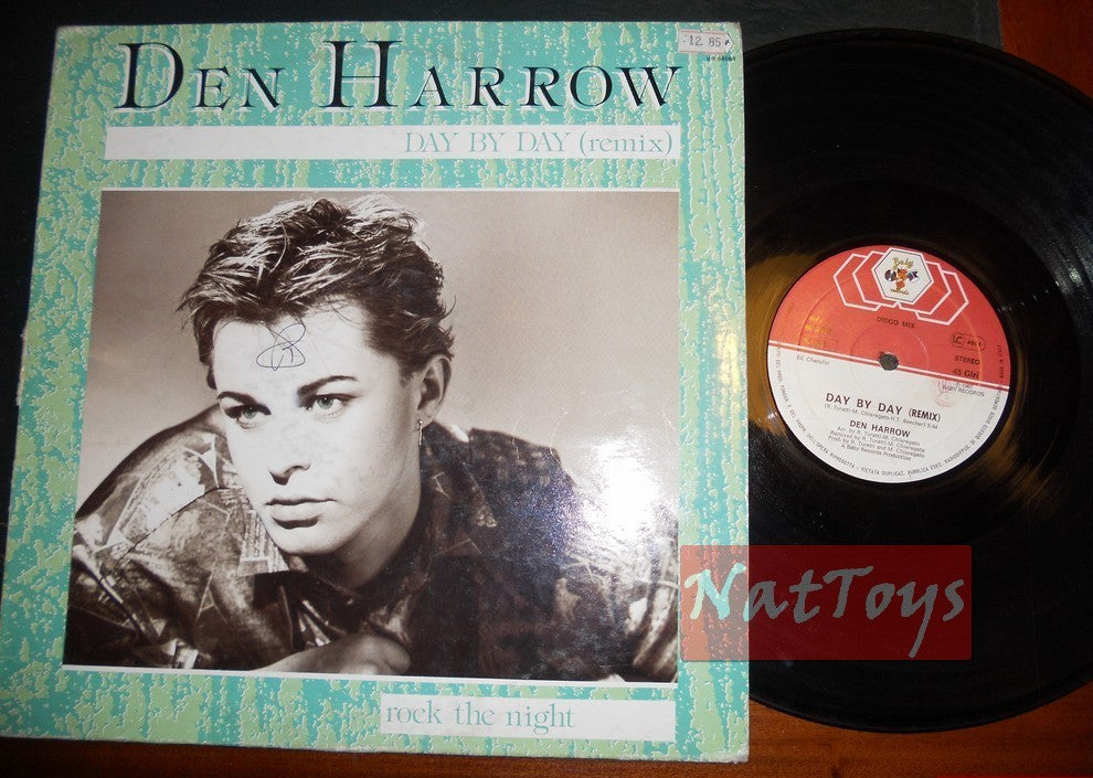 12" 33 GIRI Den Harrow DAY BY DAY (REMIX)/ROCK THE NIGHT + THANK YOU D.J.  VG/VG