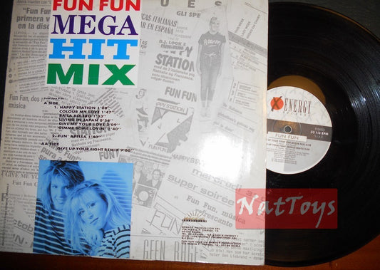 12" 33 GIRI Fun Fun MEGA HIT MIX (Italy 1988, ENERGY RECORDS X-12027) - EX/EX