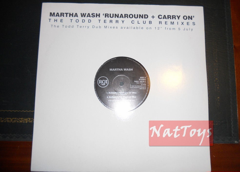 12" 33 GIRI Martha Wash RUNAROUND/CARRY ON (U.K. 1993 RCA 74321-15370-1) - EX/EX