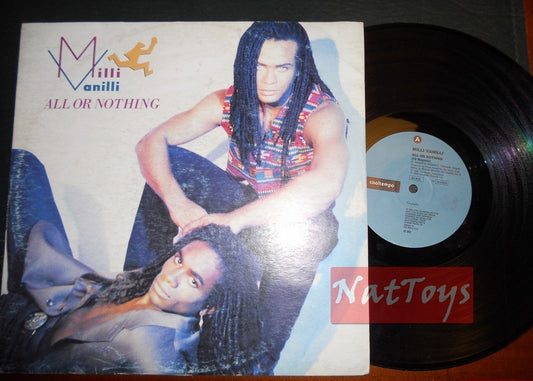 12" 33 GIRI Milli Vanilli ALL OR NOTHING/DREAMS TO REMEMBER (Italy 1989) - EX/EX