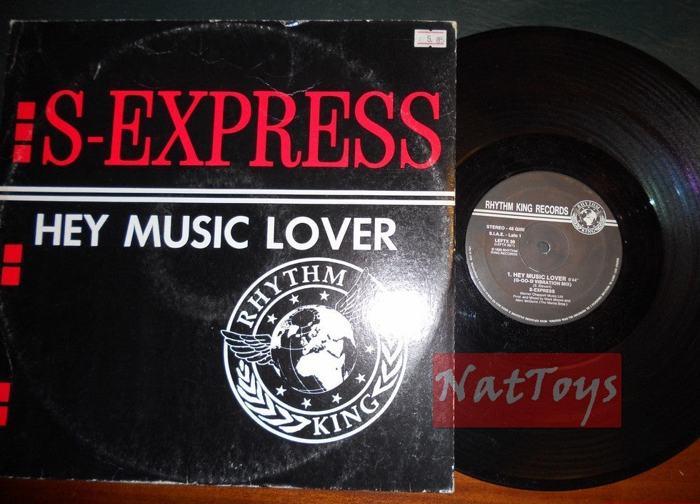 12" 33 TR/MIN S-Express HEY MUSIC LOVER (Italie 1989, RHYTHM KING LEFTX 30) - VG/EX