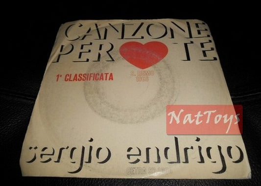 7" 45 RPM Sergio Endrigo SONG FOR YOU/THE FIRST GLASS OF WINE 1998 - EX/NM