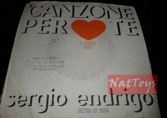 7" 45 Sergio Endrigo CANZONE PER TE/IL PRIMO BICCHIERE DI VINO VG/VG Sanremo 1968