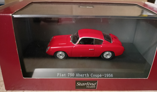 STARLINE STR51744 FIAT 750 ABARTH COUPE' 1956 RED 1:43 MODELLINO DIE CAST MODEL 241220