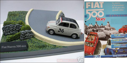 PUBLISHING Model Fiat Nuova 500 Eco Diorama Cinquecento Story DIE CAST 1:43 +fas