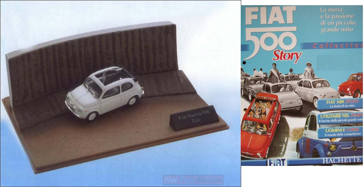 PUBLISHING Model Fiat Nuova 500 Eco White Diorama Cinquecento Story DIE CAST 1:43 +fas