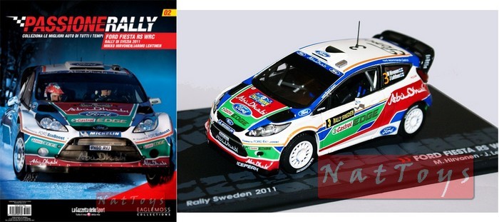 Publishing Model car Ford Fiesta RS WRC 2011 Sweden Hirvonen Lehtinen Rally DIE CAST 1:43 +fas