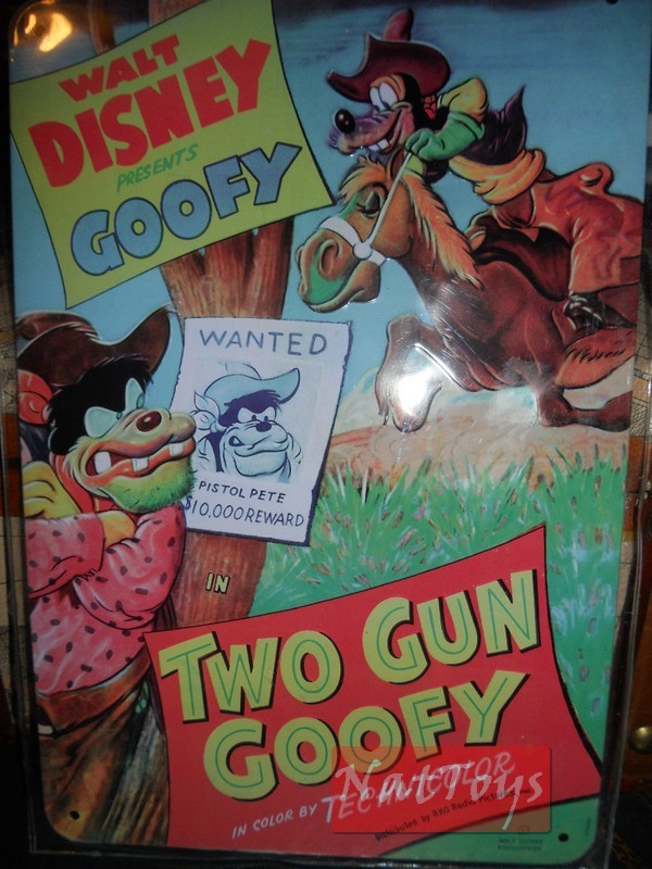 EDITORIA Modellino Targa Pubblicitaria Walt Disney PIPPO GOOFY TWO GUN Collezione Targhe