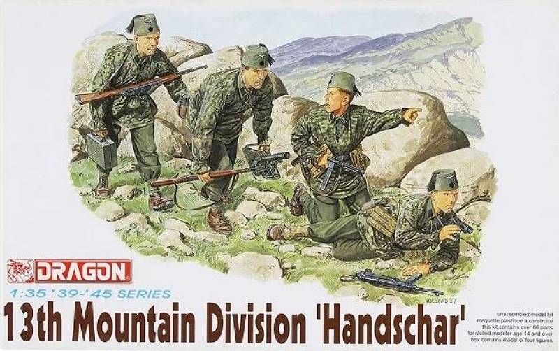 KIT D'ASSEMBLAGE À L'ÉCHELLE COMPATIBLE AVEC LE KIT DE HANDSCHAR 13th MOUNTAIN TROOP 1:35 DRAGON D6067