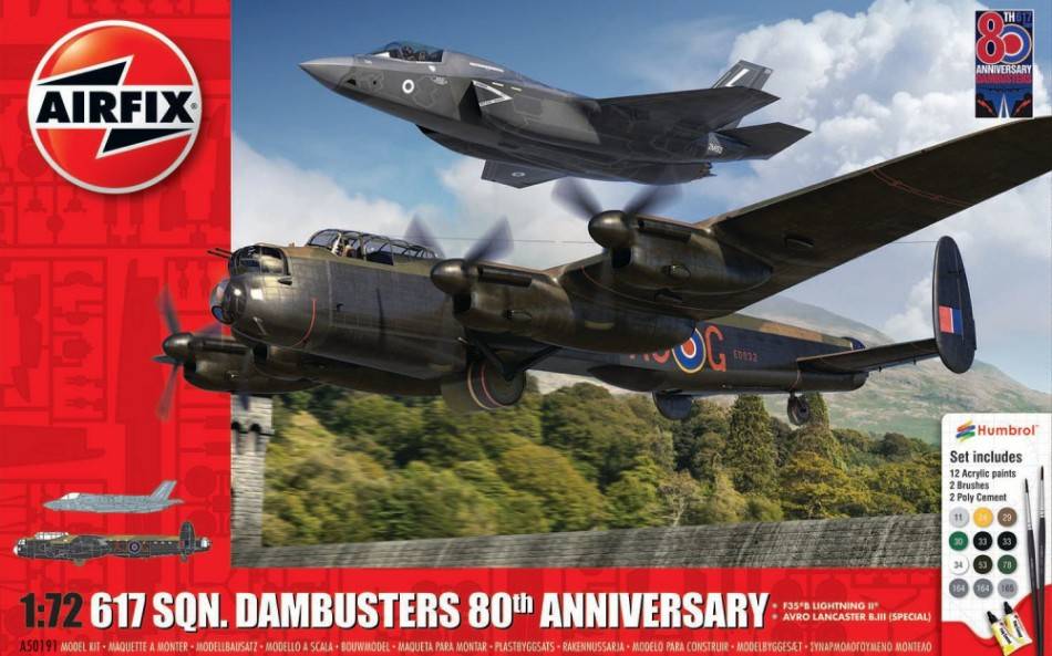 KIT DA MONTARE IN SCALA COMPATIBILE CON 617 SQN. DAMBUSTERS 80th ANNIVERSARY  KIT 1:72 AIRFIX A50191