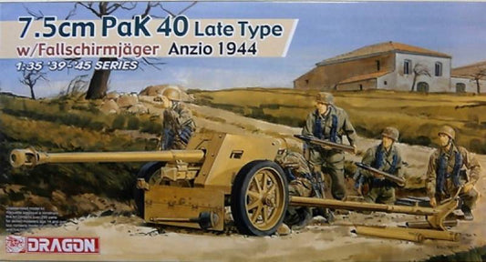 SCALE ASSEMBLY KIT COMPATIBLE WITH 7.5 cm PAK 40 LATE TYPE W/FALLSCHIMIJAGER ANZIO 1944 KIT 1:35 DRAGON D6250