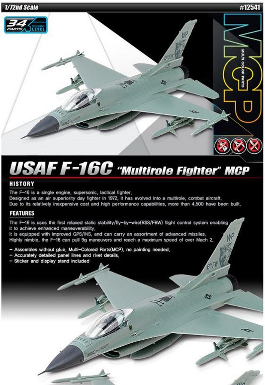 SCALE ASSEMBLY KIT COMPATIBLE WITH USAF F-16C MULTIROLE FIGHTER MCP KIT 1:72 ACADEMY ACD12541