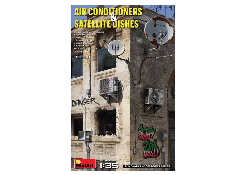 KIT TO ASSEMBLE IN SCALE COMPATIBLE WITH AIR CONDITIONED &amp; SATELLITE DISHES KIT 1:35 MINIART MIN35638