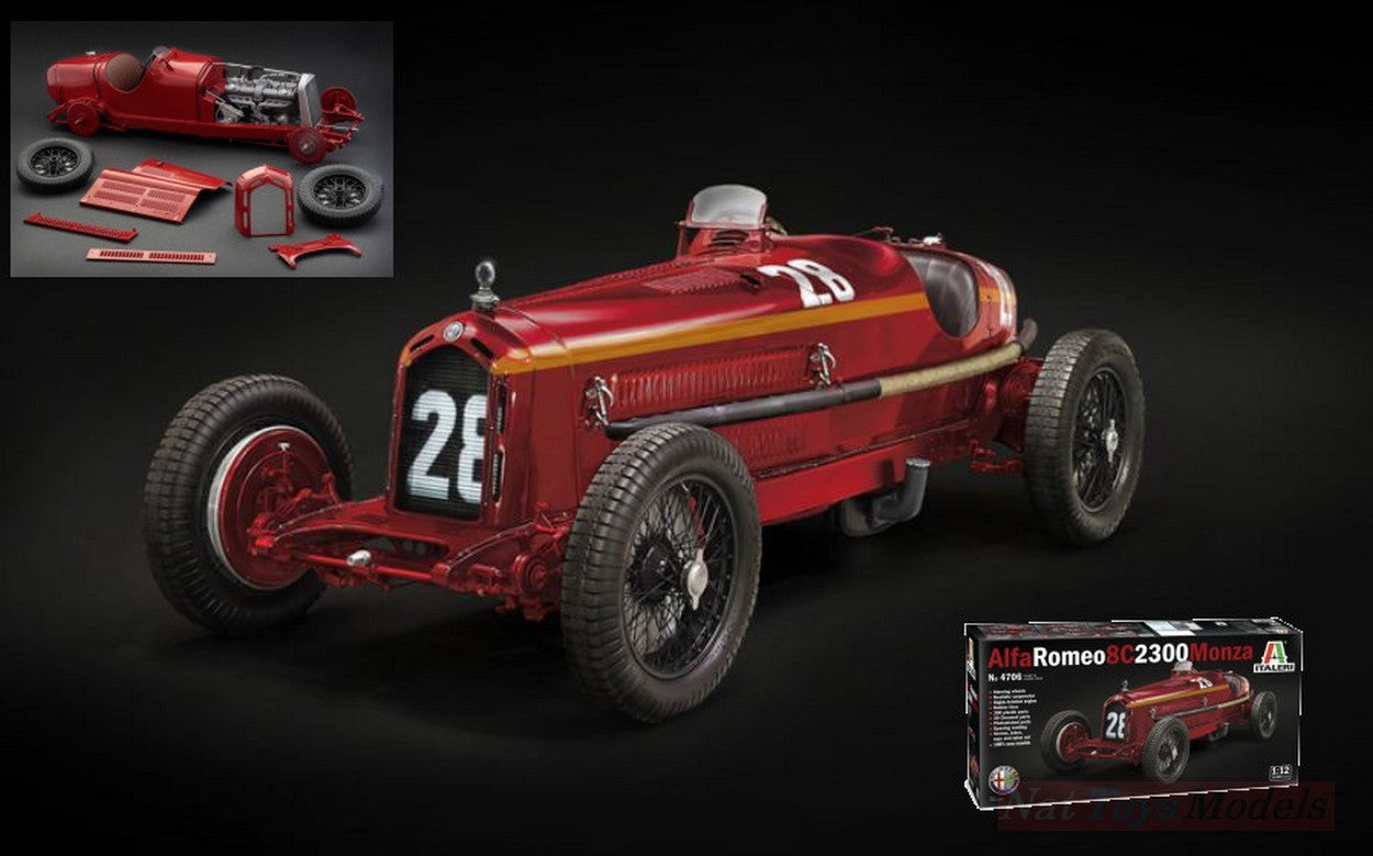 KIT TO BE ASSEMBLED IN SCALE COMPATIBLE WITH ALFA ROMEO 8C 2300 MONZA N.28 WINNER MONACO GP 1932 T.NUVOLARI KIT 1:12 ITALERI IT4706