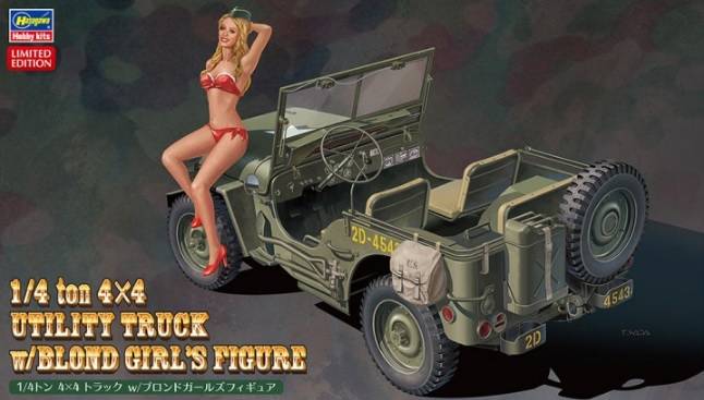 KIT TO ASSEMBLE IN SCALE COMPATIBLE WITH AMERICAN UTILITY TRUCK 1/4 T. 4x4 W/FIGURE KIT 1:24 HASEGAWA HA52249