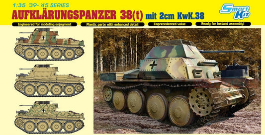 SCALE ASSEMBLY KIT COMPATIBLE WITH AUFKLARUNGSPANZER 38 (t) W/2 cm KWK38 KIT 1:35 DRAGON D6890