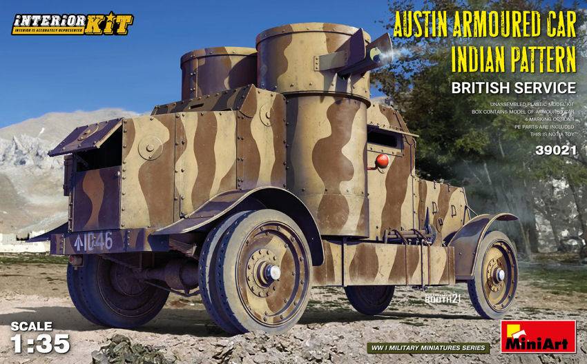 SCALE ASSEMBLY KIT COMPATIBLE WITH AUSTIN ARMOR CAR INDIAN PATTERN BRITISH SERVICE INTERIOR KIT 1:35 MINIART MIN39021